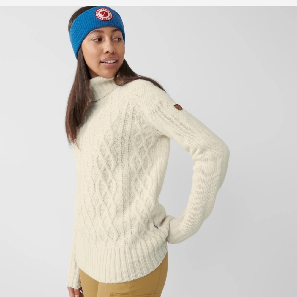 Fjallraven Women's Cream Cable Knit Turtleneck Sweater